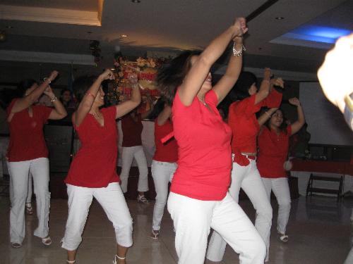 Christmas presentation - People in dance presentation during a Christmas party