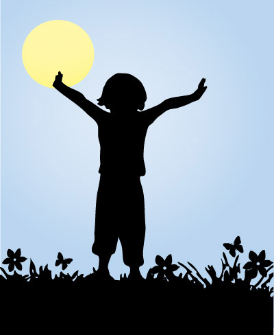 Happy Child - The silhouette of a happy child.