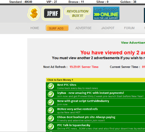 Jphfbux - Jphfbux is a new ptc site. It's legit but the click rate for standard members is low.