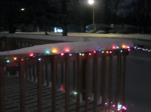 My Front Deck - Pretty lights with freshly fallen snow My Front Deck - Pretty lights with freshly fallen snow