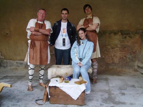 Me and my girl - with roman soldiers - Well you might ask why the soldiers arrested us :D Well they didn't they just offered as a free meal - the financial crisis asks for desperate measures.