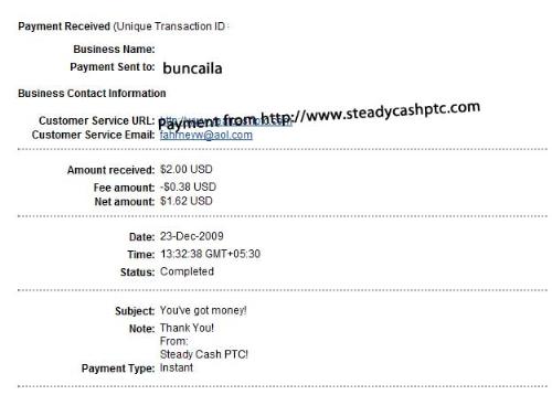 Steady Cash Payment  - I got my first mayment from Steady cash