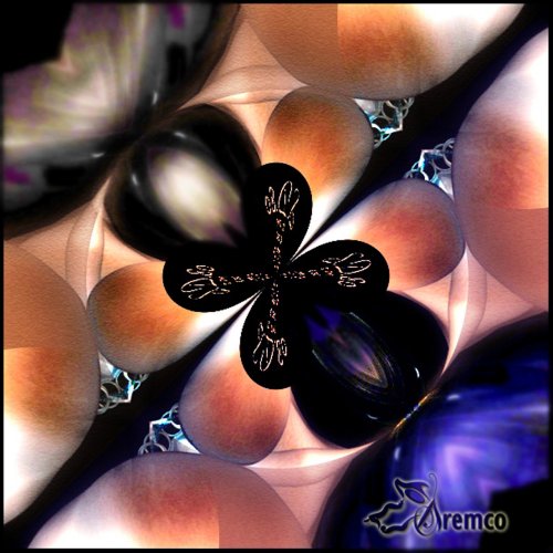 Kaleidoscope - Using Paintshop Pro 7, I converted a photo into a kaleidoscope image, notice a butterfly like (or ribbon) with some highlights and depths. I did not use any plugin here or whatever.