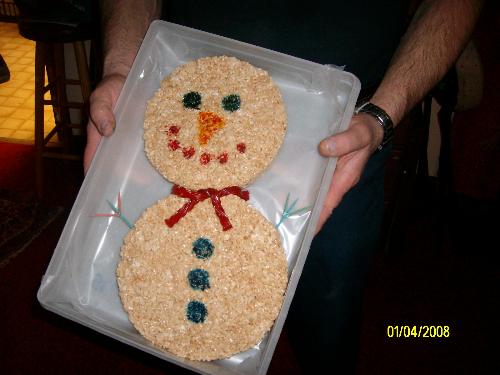 snowman - Made out of rice krispies