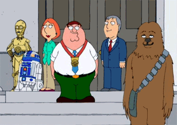 ceremony - Peter is rewarded at the Star Wars/Quahog city ceremony