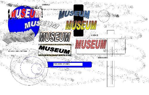 museums  - the word museums spelled with graphic designs