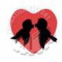 Love Birds - Heart around two Love Birds