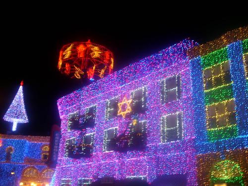 Christmas in Disney World - This is a picture of a street in Disney World in Florida that is lit up for the holidays.