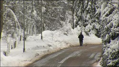 Icy roads in the UK - Picture of an icy, snow covered road