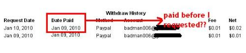 Indoclix withdrwal status - How come they paid me before i requested??