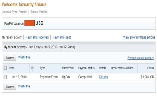 Upbux - Upbux payment proof via Paypal.