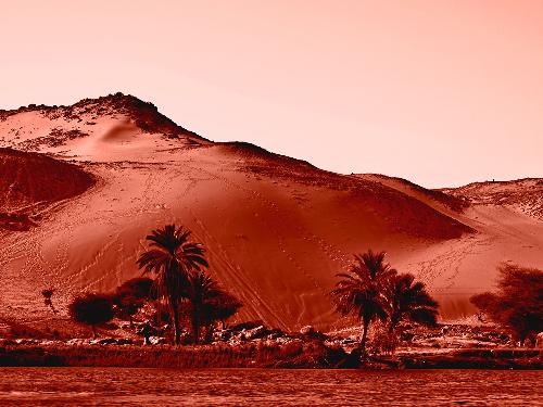 egypt desert - sand bank of nile river in egypt