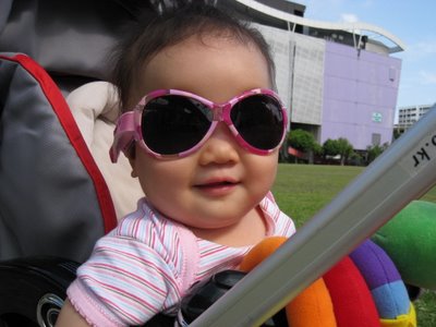 baby with sunglasses - baby wearing baby banz, sunglasses just for babies. 