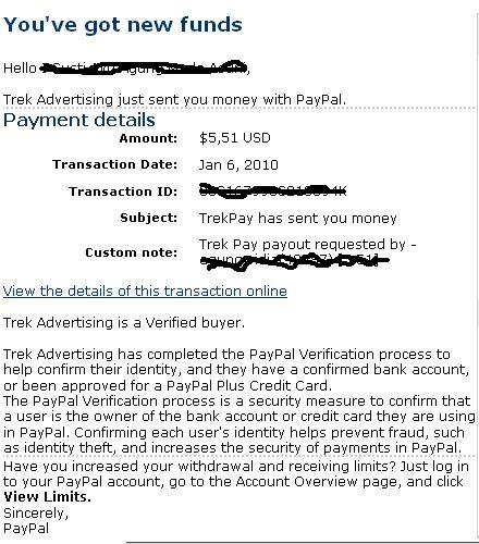 Trekpay Payment Proof - I&#039;ve just got my first payment from Trekpay. I&#039;m very happy. Trekpay is the best! ^^V