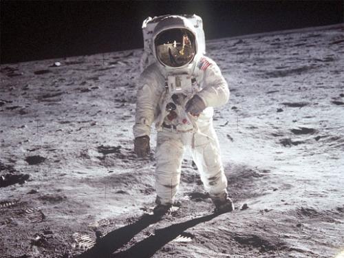 I stood 2nd on moon ! - This is is photo of a spaceman landed on moon. You can look at his space suit and can estimate the conditions there.