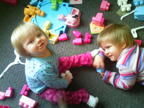 My babies - Olivia and Conner yes he is wearing pink but it was keeping him warm...