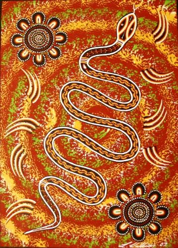 Aboriginal Painting - This is a dreaming story of the Rainbow Serpent.