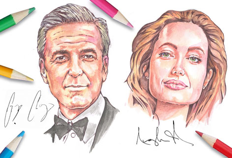 celebrity sketches - colourful celebrity sketches