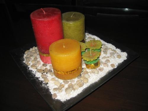 scented candles - scented candles as centerpiece on a table