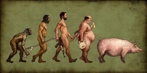 Mankind Evolution - Man turning into pigs?