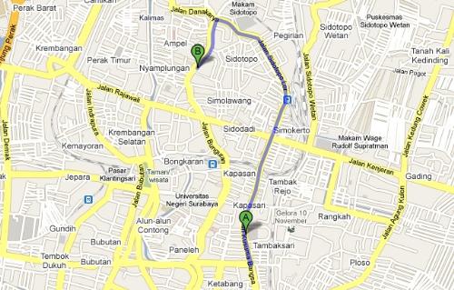 Google Maps Surabaya - I found the direction with Google Maps