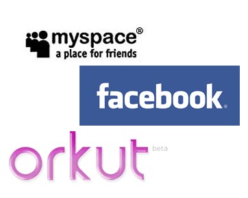 compare these - The picture shows the logo for three popular social websites namely orkut,facebook and myspace. Which one is best? Hard to say for me.