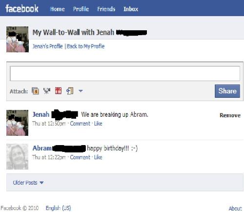 Facebook breakups, hurtful and stupid. - When someone breaks up with you on facebook, this is what it looks like. Soo stupid, and hurtful.