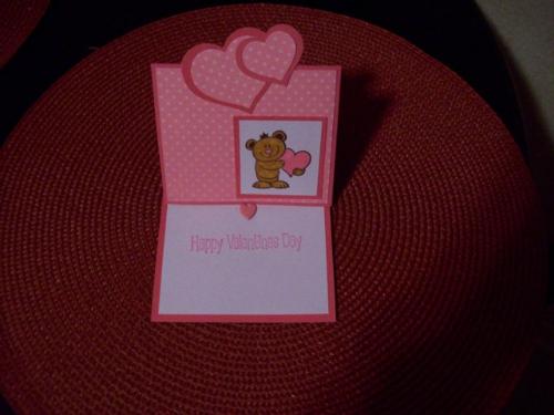 Handmade Valentines - Little teddy bear holds my heart! Valentines easel cards were fun to make and a bit different then usual.