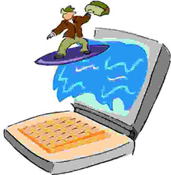 internet surfing - The picture shows how one keep on surfing on internet. Some of us have all the time in the world to surf the internet.