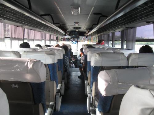 bus - the picture taken inside an air-conditioned bus which travels to the provinces in the island