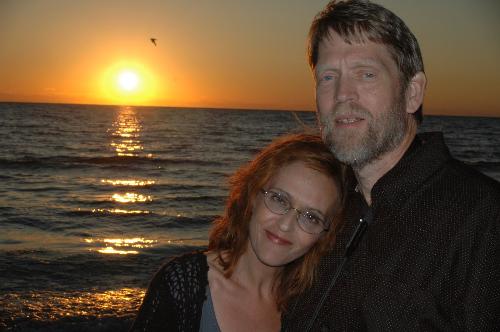 Bob and Carmen at Siesta Beach FL - October trip to Florida-stopped by Siesta Beach. First time I've stepped in the Caribbean.