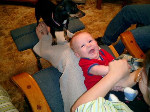 Grandson laughing - Eli laughing at Ronella singing the wheels on the bus!