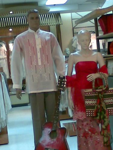 gowns - gown and 'barong tagalog' (national costume for the Philippines) for the men, in beautiful hand emboidery