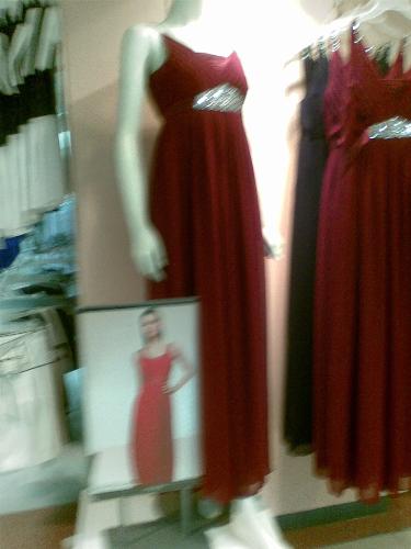 gowns - red gowns on display and ready for Valentine's Day.