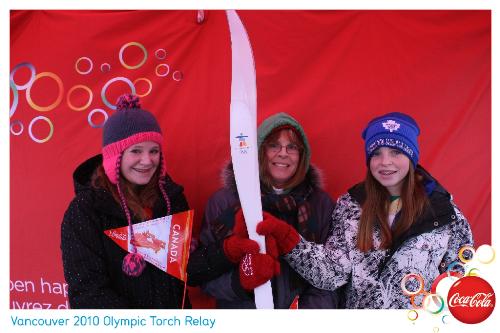 2010 Olympic Torch - Me and my two daughters with the Olympic Torch.