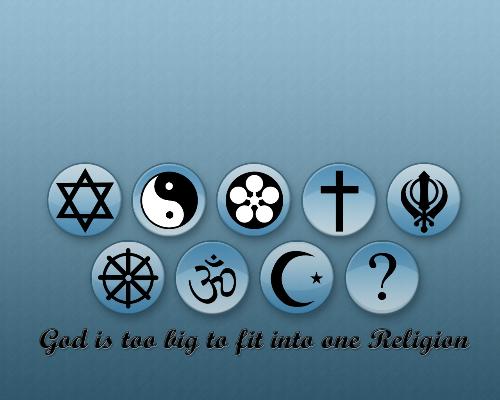 religion -  the photo shows the symbols of different religions showing the unity we should have amongst ourselves