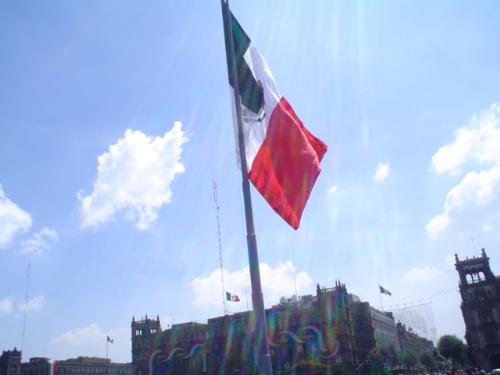 Mexico´s flag - Picture taken at El Zócalo, Ciudad de Mexico, in September, near Independence Day.