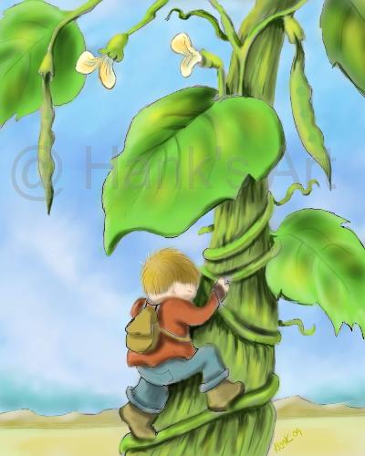 My Avatar - Boy And the Beanstalk, Print By Hank Nunes, Illustration.
