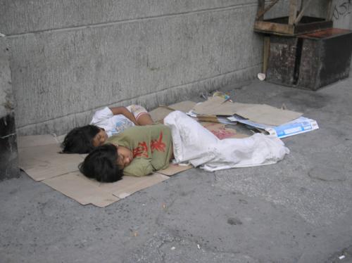 Philippine Street children/ Homeless person - Philippine Street children sleeping in the streets