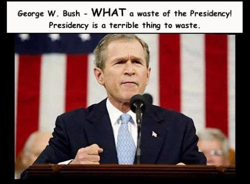 Bush is stupid - This photo is of our illustrious American leader, George Bush.  In my opnion, he is not a very smart man.
