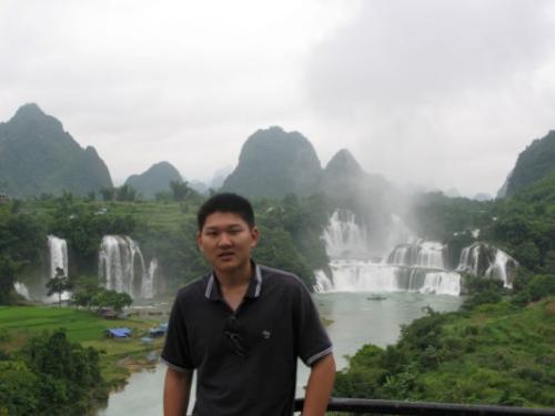 De Tian Waterfall - 2007.3 Me at the waterfall in the De Tian County,Guangxi Province.