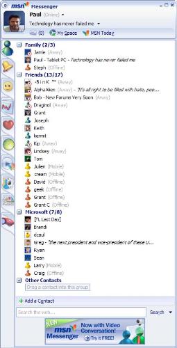 MSN at its finest - A picture of Windows Live Messenger at work.