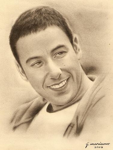 adam sandler charcoal drawing - this drawing si taken from the photo on one of the scene of the movie big daddy
