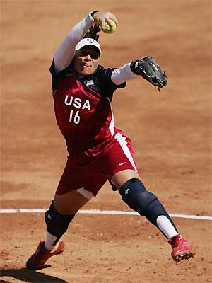 softball - This is a pitcher of softball.

Although I am outfielder, I would like to be a pitcher, since a pitcher is so cool! :)