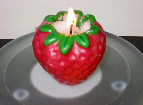 Candle - Strawberry shaped & scented candle.