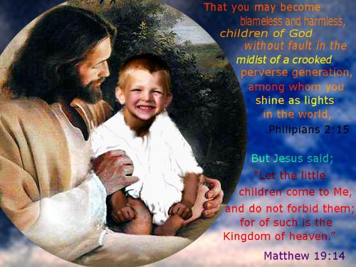 Gerrin on Jesus Lap  - My daughter made this photo and said I can use it and it is of her son Gerrin sitting in the lap of Jesus in heaven