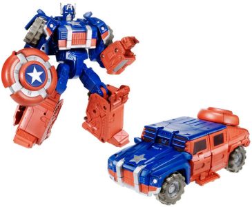 Marvel Crossover Transformer Captain America - Hoe cool is this? This is a 4x4 vehicle that turns into the legendary Marvel character Captain America! Brilliant stuff!!