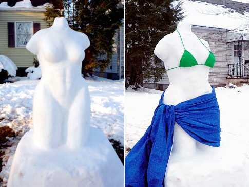 Snow Lady - Do you think the snow lady on the left is indecently exposed?  IMO, I do not think so.