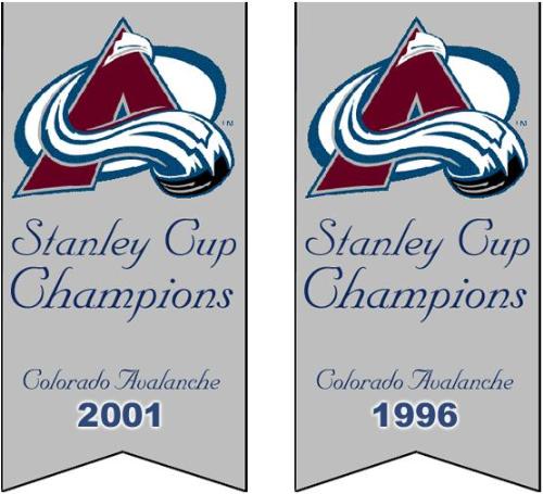 Colorado Avalanche Stanley Cup Banners - The two Stanley Cup banners won by the Colorado Avalanche