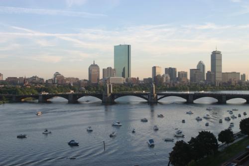 Boston - Boston skyline with boats on the river